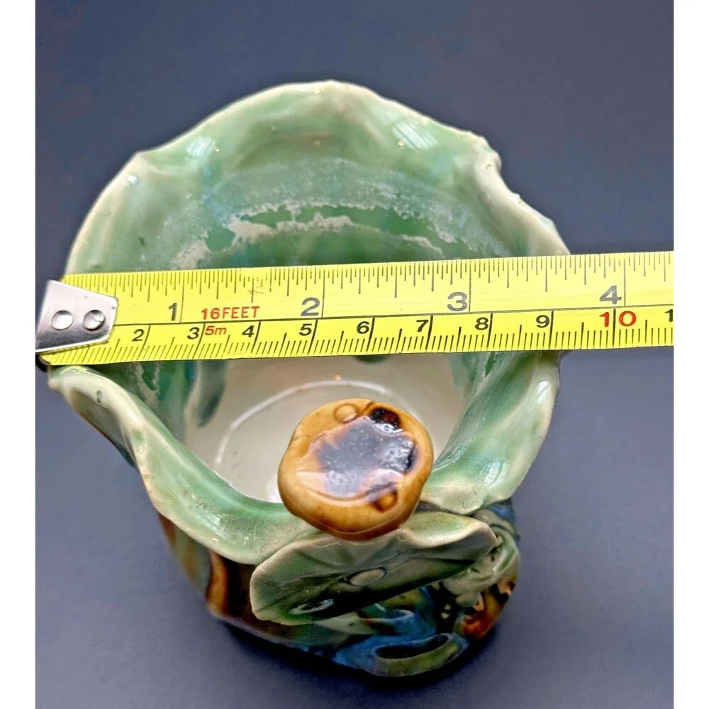 Planter Vase Art Pottery Frog Drip Glaze Coastal Studio Ceramic Sculptural Decor